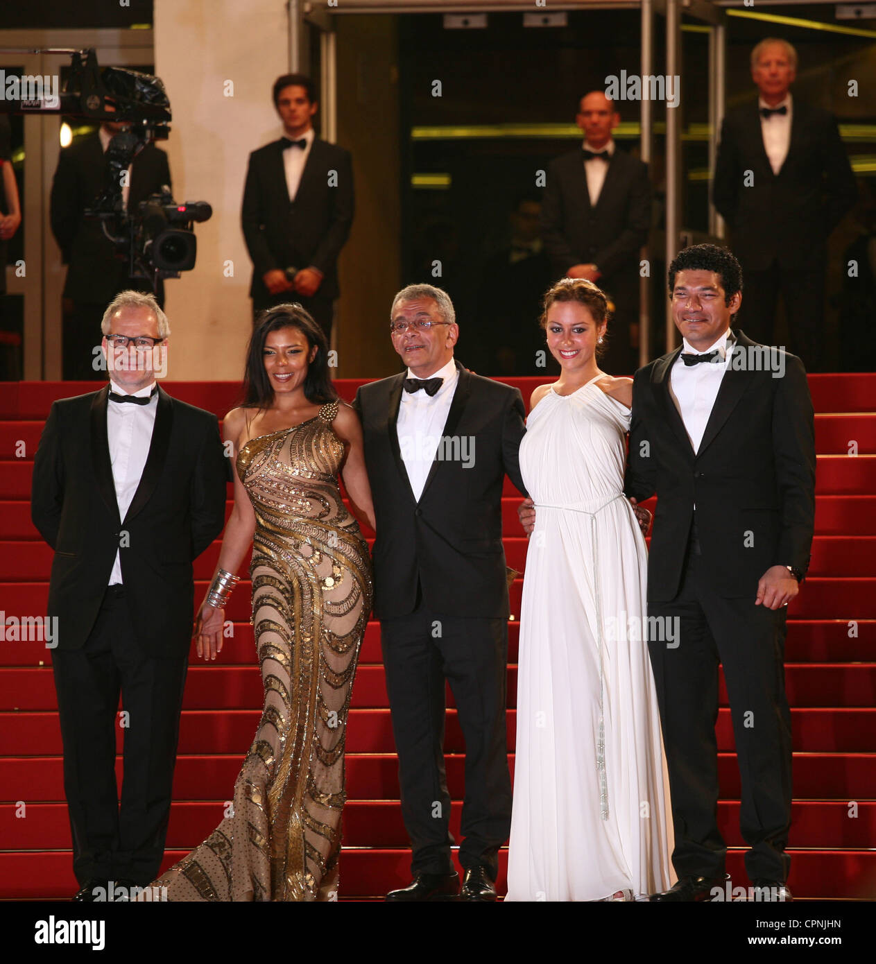 Nahed El Sebaï, ägyptische Regisseur Yousry Nasrallah, ägyptische Schauspielerin Menna Shalaby, Bassem Samra, bei den Filmfestspielen von Cannes Stockfoto