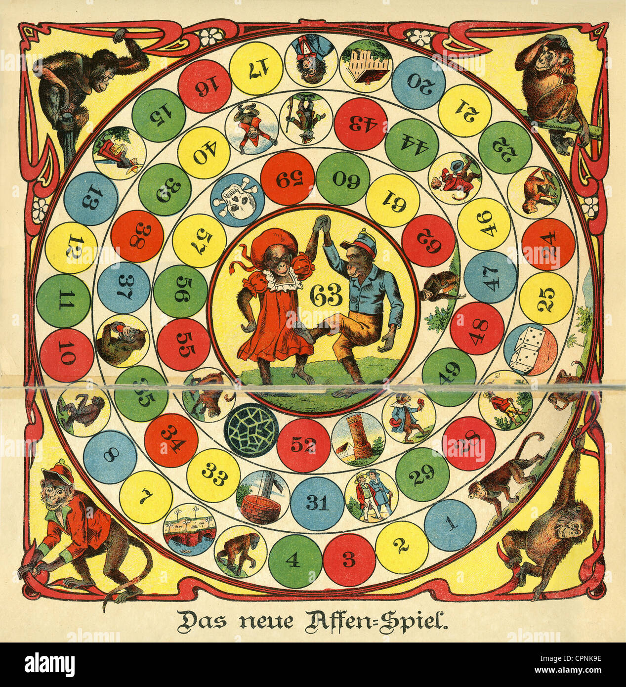 Spiel, 'das neue Affenspiel', Würfelspiel, Spielbrett, Deutschland, um 1903, zusätzliche-Rechte-Clearenzen-nicht verfügbar Stockfoto