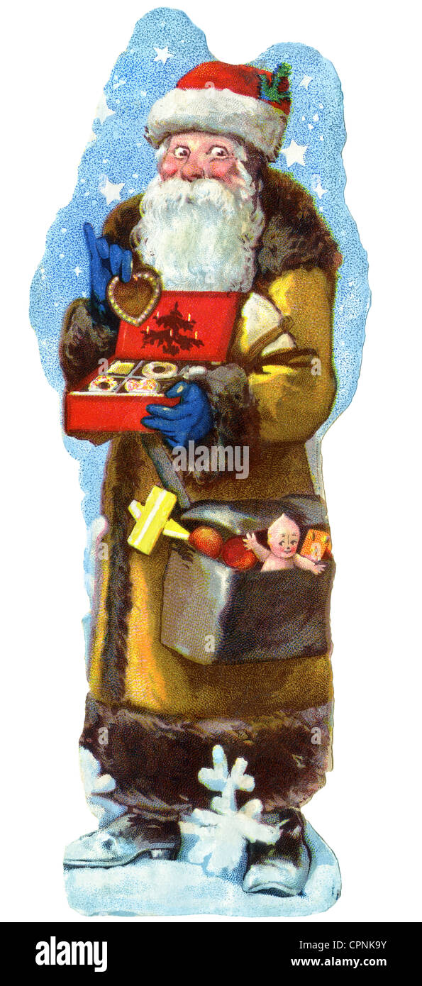 Weihnachten, Weihnachtsmann, Nikolaus, Lithographie, Deutschland, um 1918, zusätzliche-Rechte-Clearences-nicht vorhanden Stockfoto