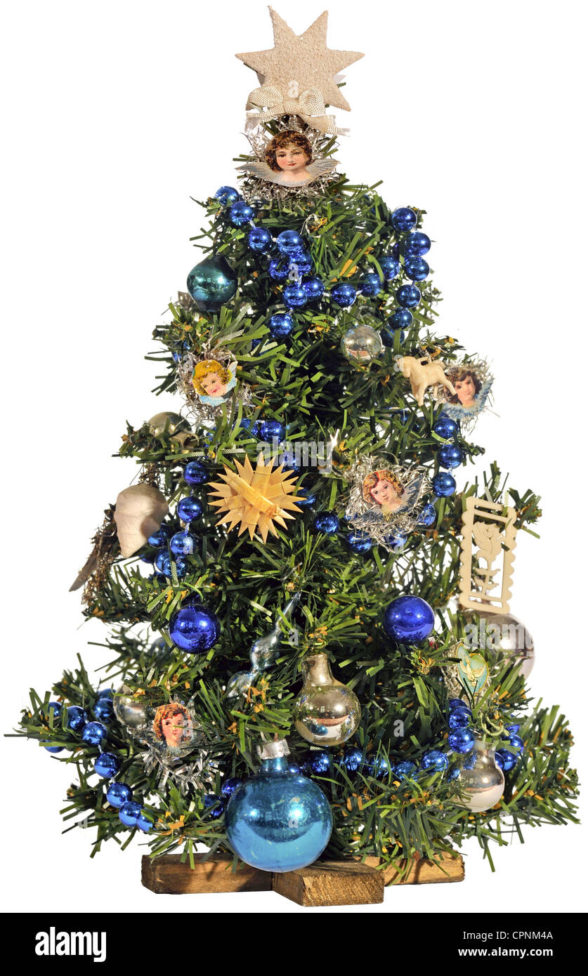 Weihnachten, Weihnachtsbaum, kleiner Weihnachtsbaum, Spielzeug, Erzbergstil, Deutschland, um 1925, zusätzliche-Rights-Clearences-not available Stockfoto