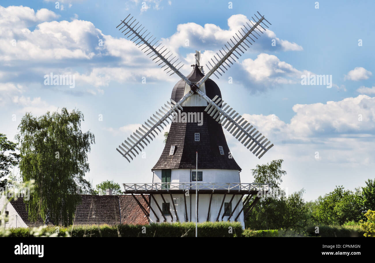 Windmühle in Egeskov Fünen Fünen, Dänemark Stockfoto