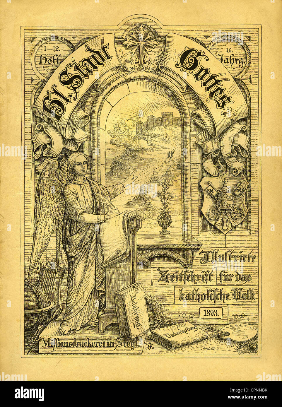 Religion, Christentum, 'HL. Stadt Gottes', illustrierte Zeitschrift für das katholische Volk, Druckwerke der Mission in Steyl, Niederlande, herausgegeben vom Steyler Missionar, gegründet 1878 von Gemeindegründer Arnold Janssen, Deutschland, 1893, Zusatzrechte-Clearences-nicht verfügbar Stockfoto