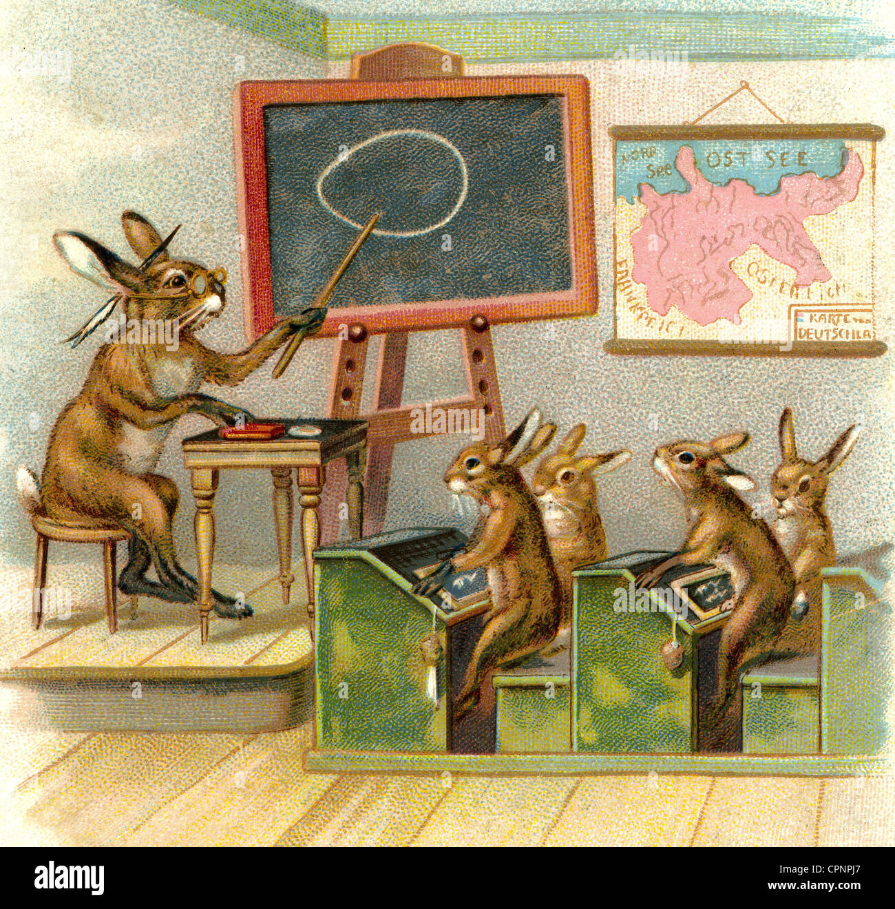 Ostern, osterhase, Osterhasen in der Schule, Deutschland, 1900, Zusatzrechte-Clearences-nicht verfügbar Stockfoto