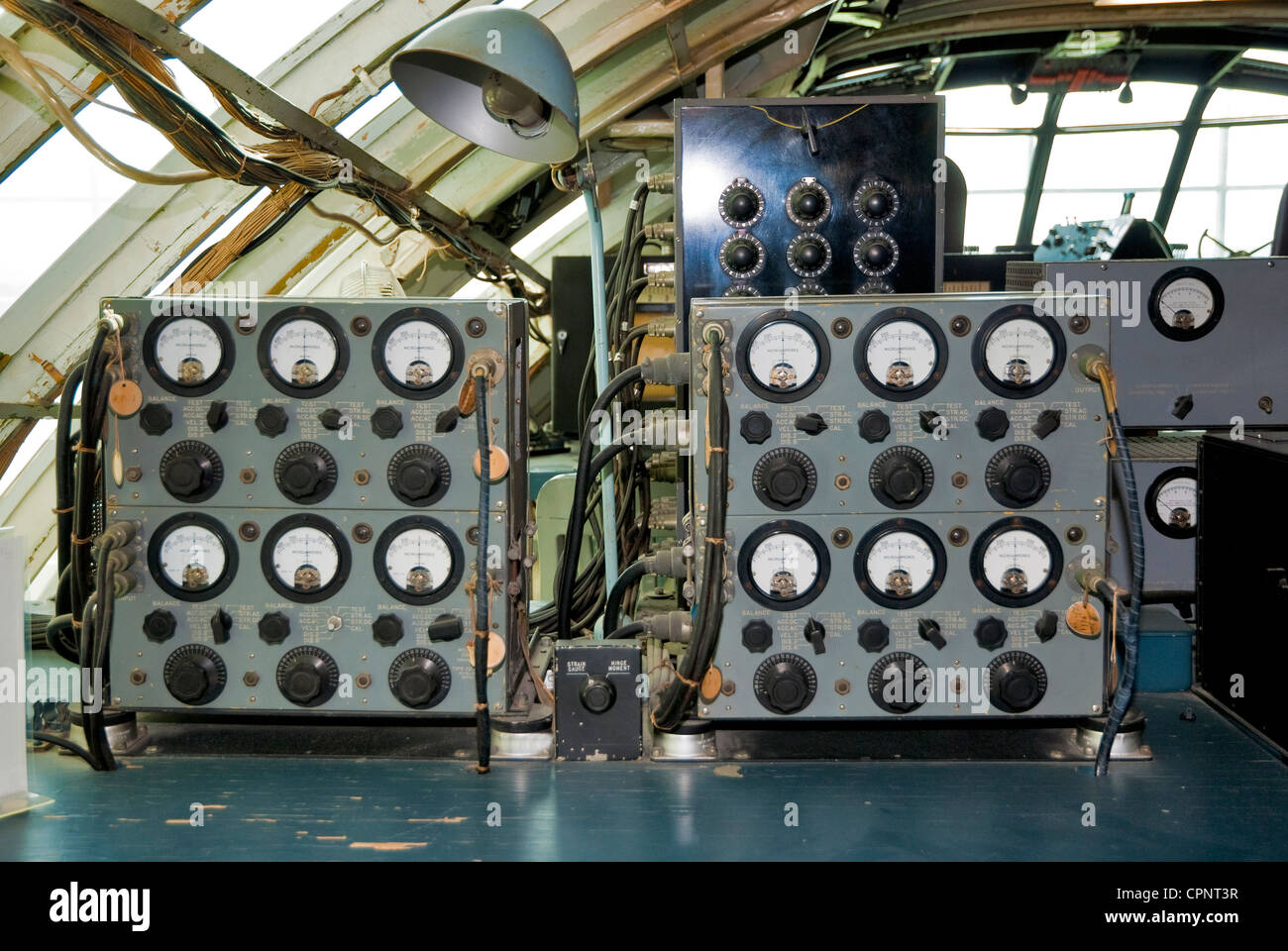 Ein Stück Geschichte ist das Control-Panel aus dem einen und nur Spruce Goose Stockfoto