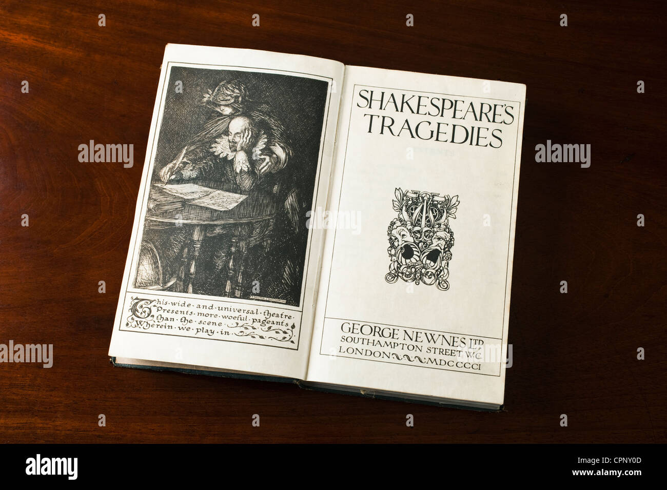 Das Titelbild einer Anfang des 20. Jahrhunderts-Publikation von Shakespeares Dramen Stockfoto