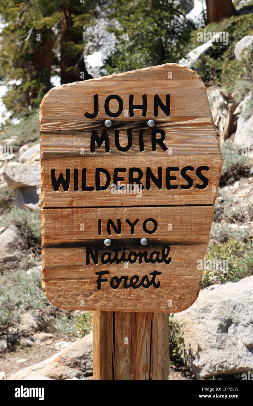 John Muir Wilderness Zeichen im Zwiebel-Tal Stockfoto