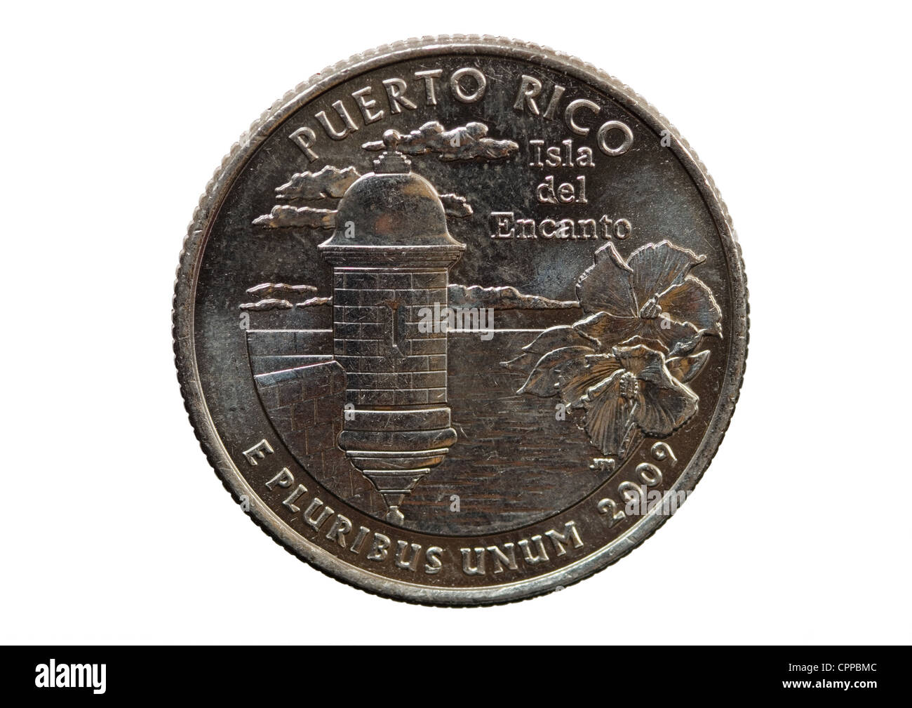 Puerto Rico USA Quartal Münze isoliert auf weißem Hintergrund Stockfoto