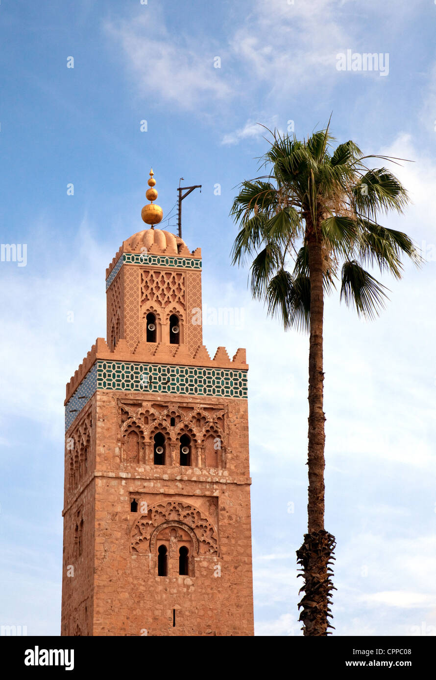 Das Minarett aus dem 12. Jahrhundert Koutoubia-Moschee in Marrakesch, Marokko Afrika Stockfoto