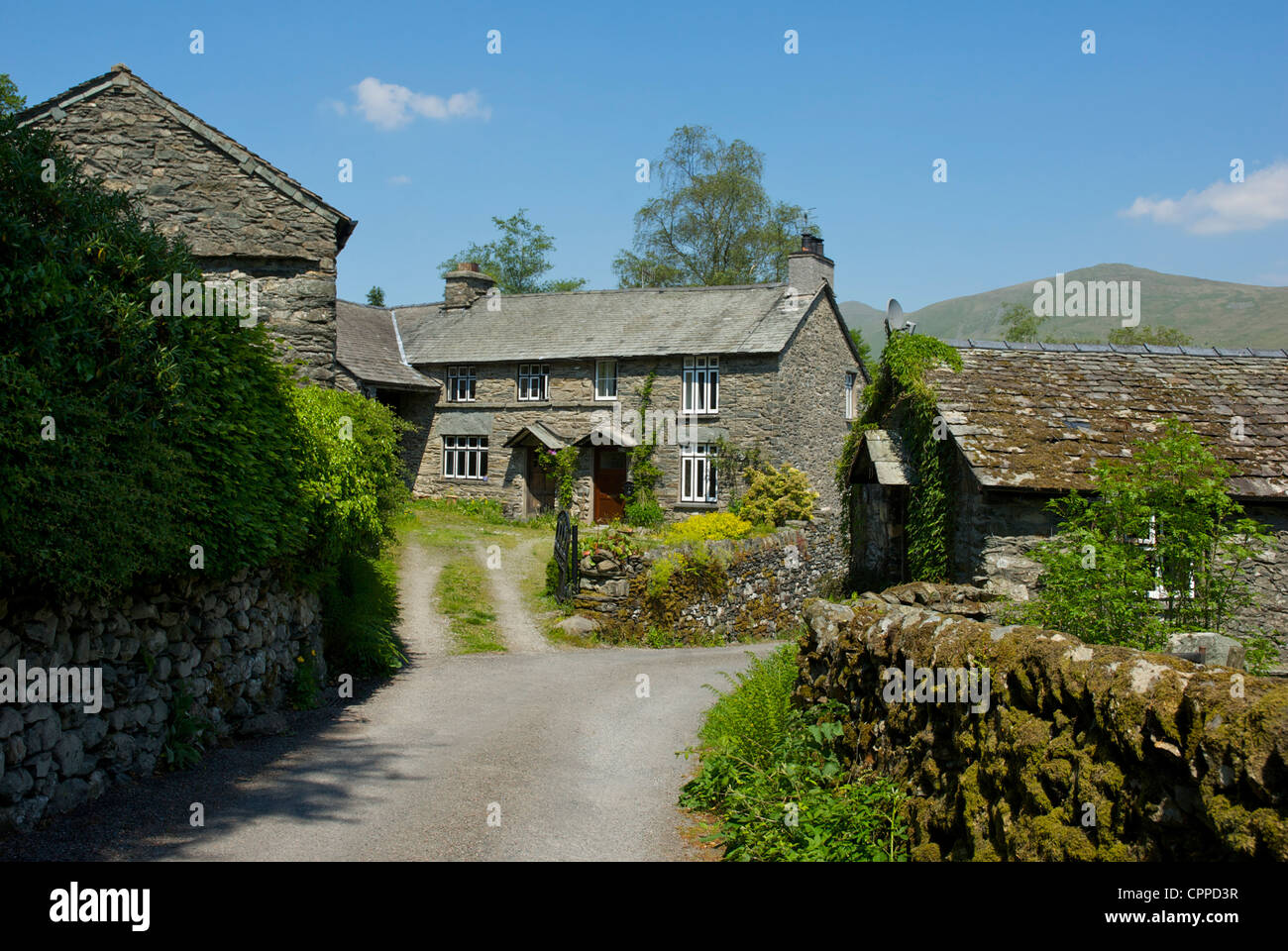 Hütten im Dorf Troutbeck, Nationalpark Lake District, Cumbria, England UK Stockfoto