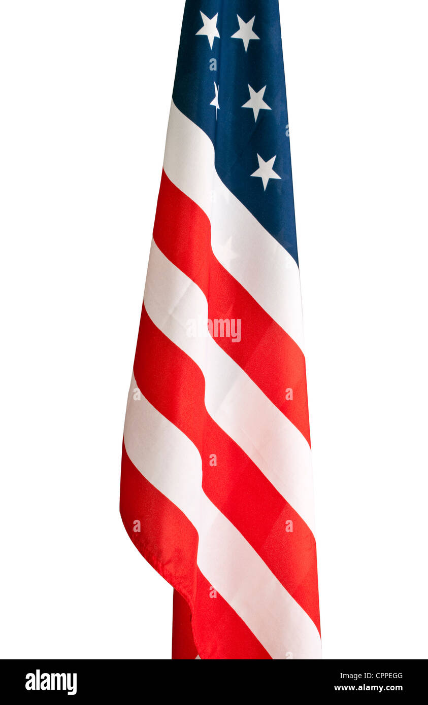 Schulraum amerikanische Flagge isoliert auf weiss mit einem Beschneidungspfad. Stockfoto