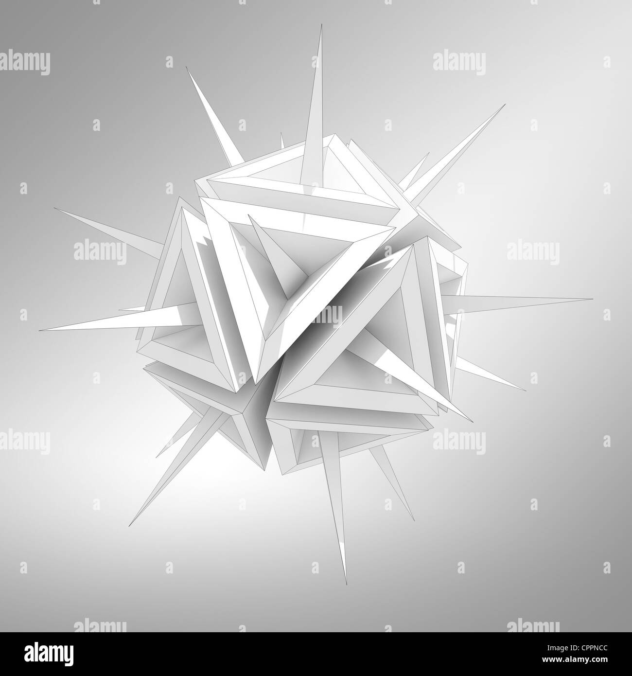 Abstrakte Darstellung eines Virus als eine weiße Spitzen Gegenstand mit spikes Stockfoto