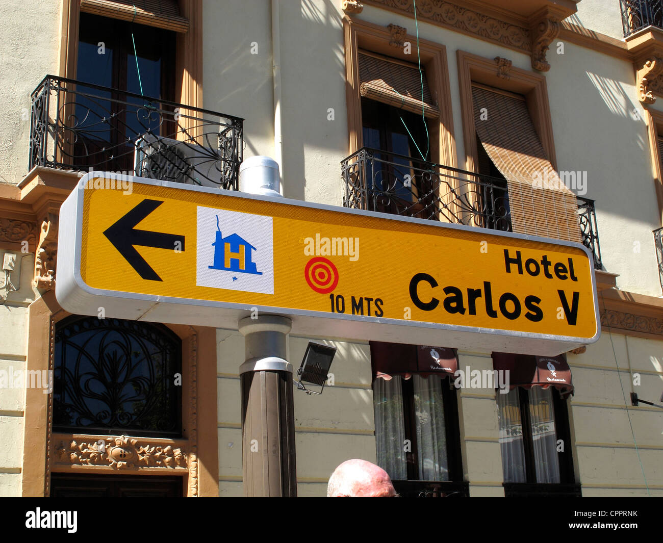Spanien Andalusien Granada Hotel Carlos V-Zeichen Stockfoto