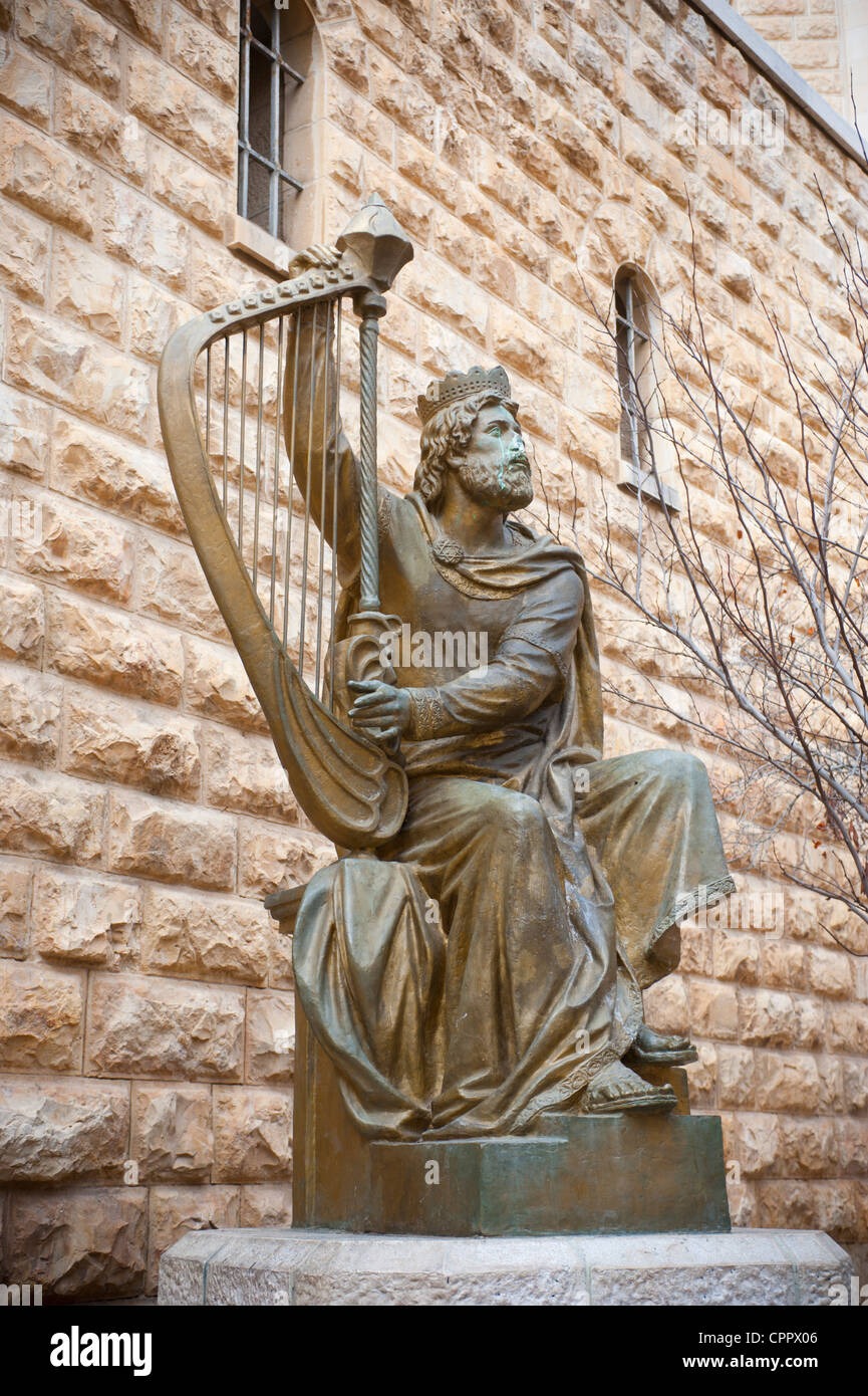 Nahost Israel Jerusalem Statue von König David mit seiner Harfe - Mount Zion - Skulptur von Alexander Dyomin Stockfoto