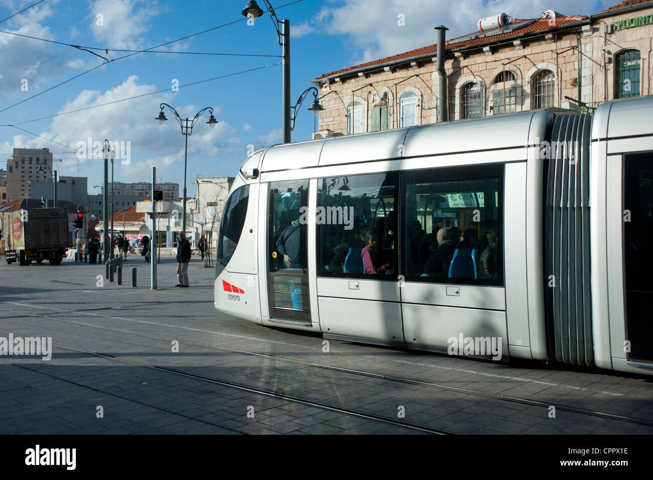 Nahost-Israel-Jerusalem-Stadtbahn-Projekt.  Verkehrsanbindung Nahverkehr Stockfoto