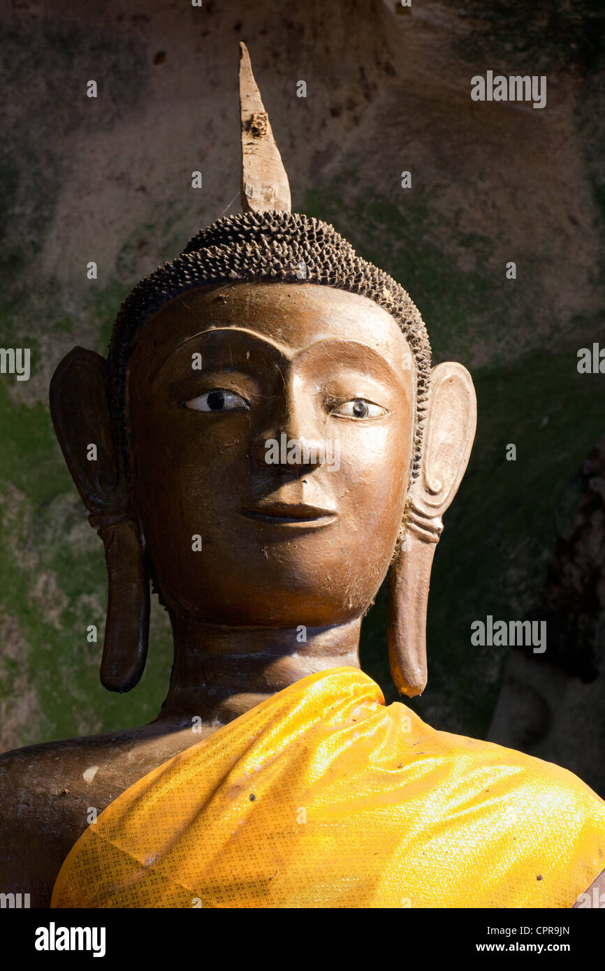 Buddha-Statue (Detail), Wat Tham Suwankhuha (Himmel Grotte Tempel), Provinz Phang-Nga, Thailand Stockfoto