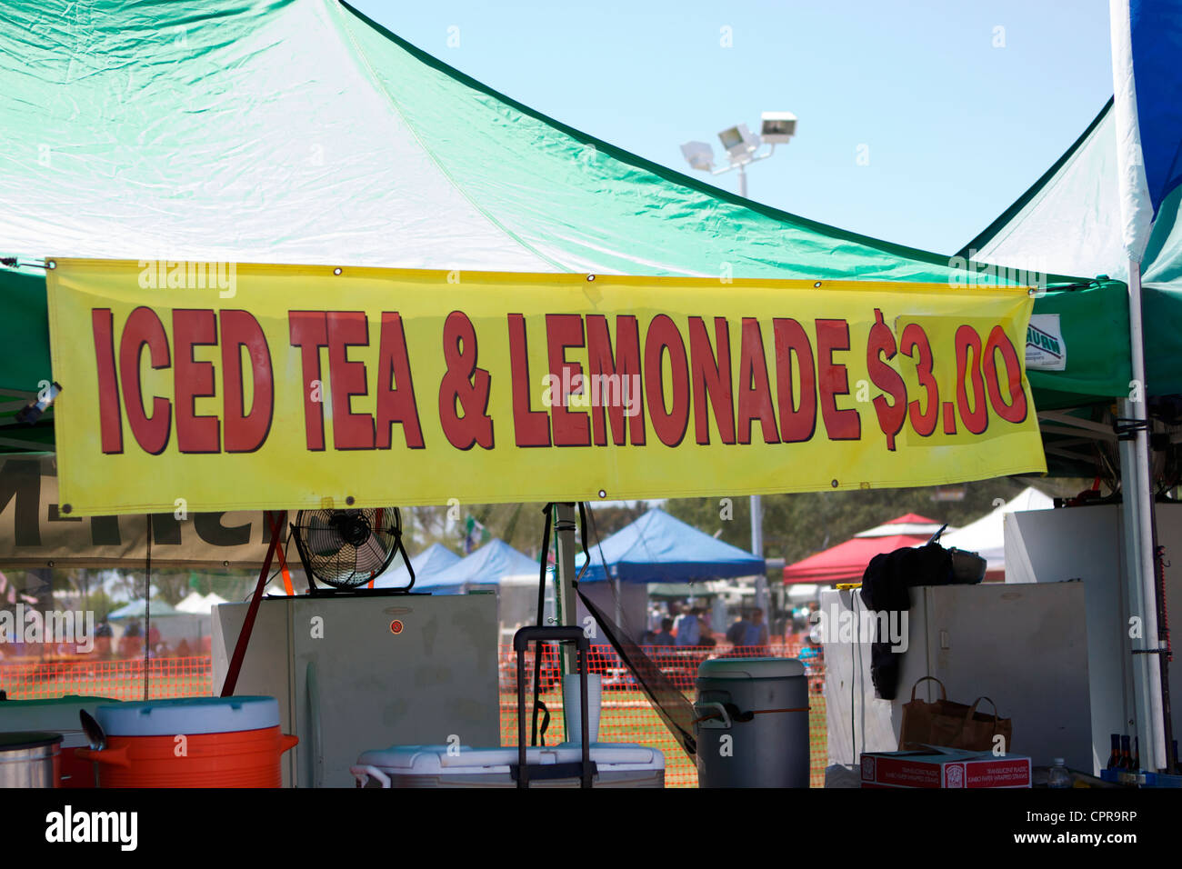 Eistee und Limonade Stand an der Amerikanischen schottisches Festival Costa Mesa, Kalifornien, USA Stockfoto