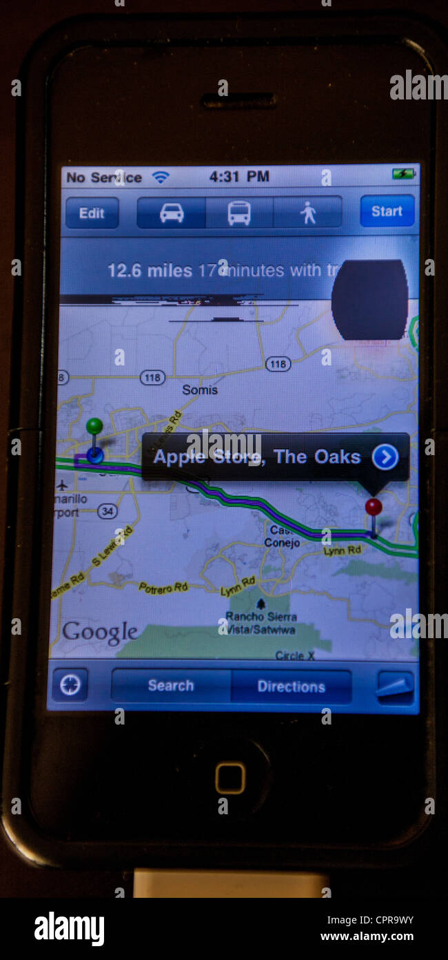 Ein Apple Iphone mit mit einem Wasser beschädigt-Bildschirm Stockfoto