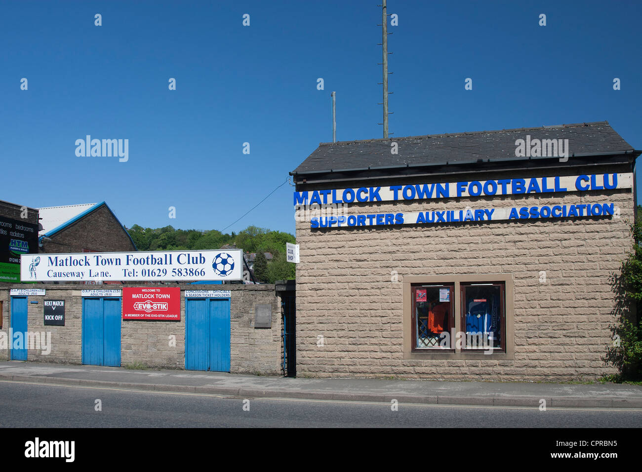 Matlock Town Football Club Stadion, Matlock, Derbyshire, England, UK Stockfoto