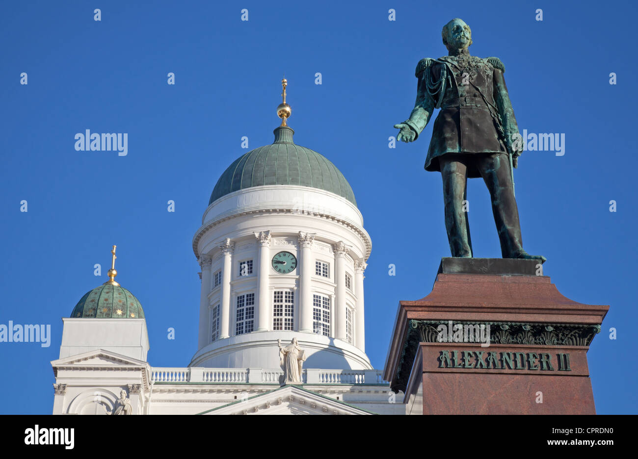 Statue des russischen Zaren Alexander II. Senatsplatz, Helsinki, Finnland Stockfoto