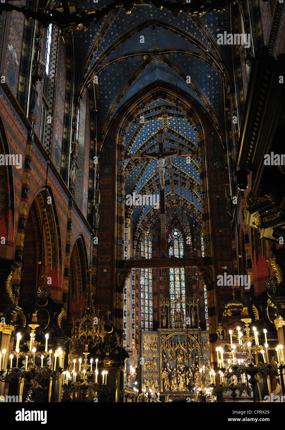 Gotische Kunst. Polen. Wawel-Kathedrale. Erbaut zwischen 1320 und 1364. Innenraum. Krakau. UNESCO-Weltkulturerbe. Stockfoto