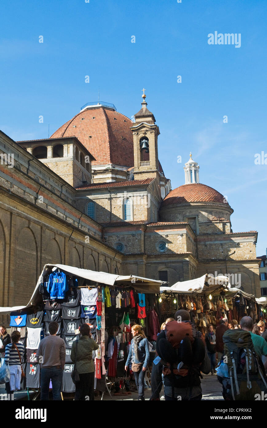 Markt von San Lorenzo und Cappelle Medicee, Mediicis Kapellen, Firenze, UNESCO-Weltkulturerbe, Florenz, Toskana, Italien Stockfoto