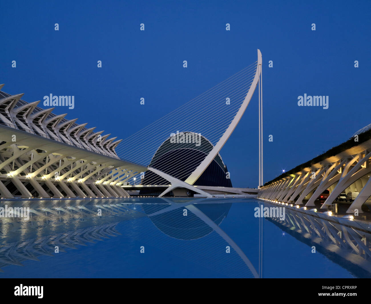 Stadt der Künste und Wissenschaften, entworfen von Santiago Calatrava Valencia, Spanien Stockfoto