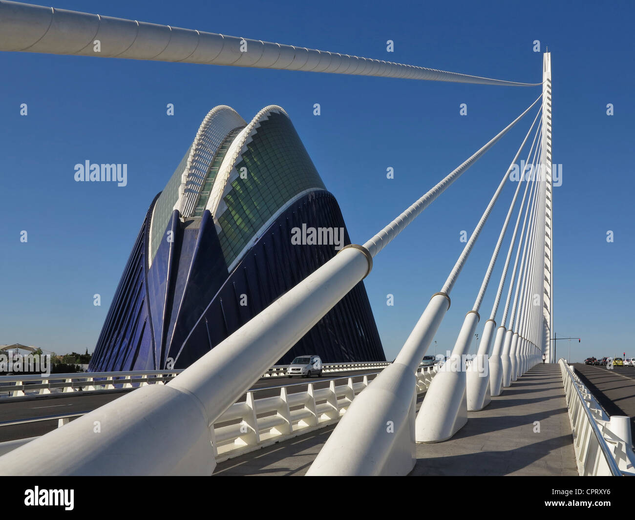 Stadt der Künste und Wissenschaften, entworfen von Santiago Calatrava Valencia, Spanien Stockfoto