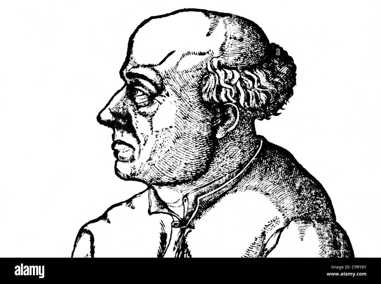 Paracelsus, Philippus (Theophrastus Bombastus von Hohenheim), November 1493 - 24.9.1541, Schweizer Arzt, Gelehrter, Porträt, Holzschnitt von Augustin Hirschvogel, 1538, Stockfoto