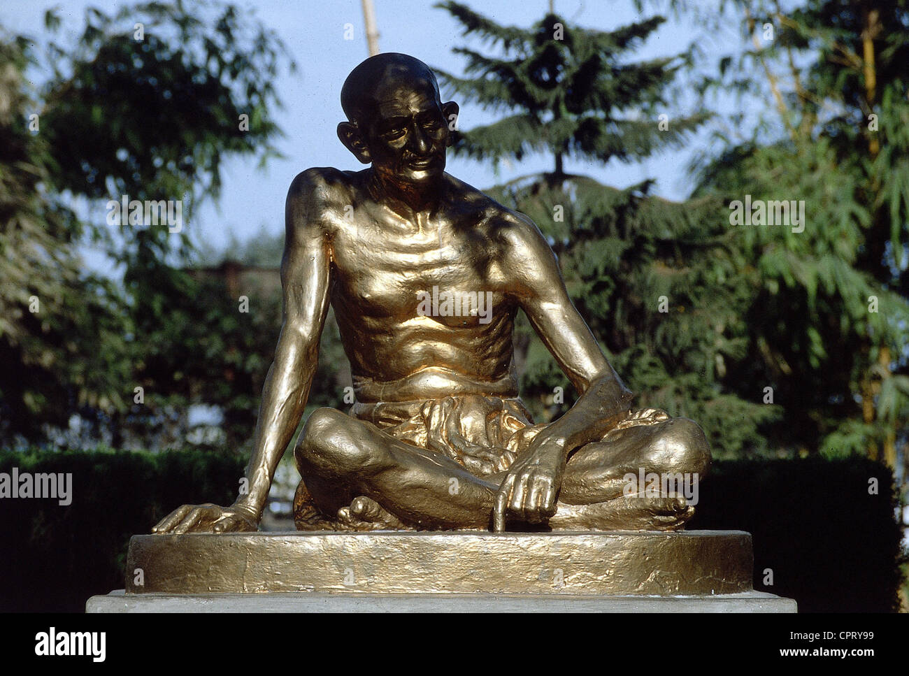 Gandhi, Mohandas Karamchand nannte Mahatma, 2.10.1869 - 30.1.1948, indischer Politiker, Denkmal, Bronzestatue vor dem Gandhi-Museum, Neu-Delhi, Indien, Stockfoto