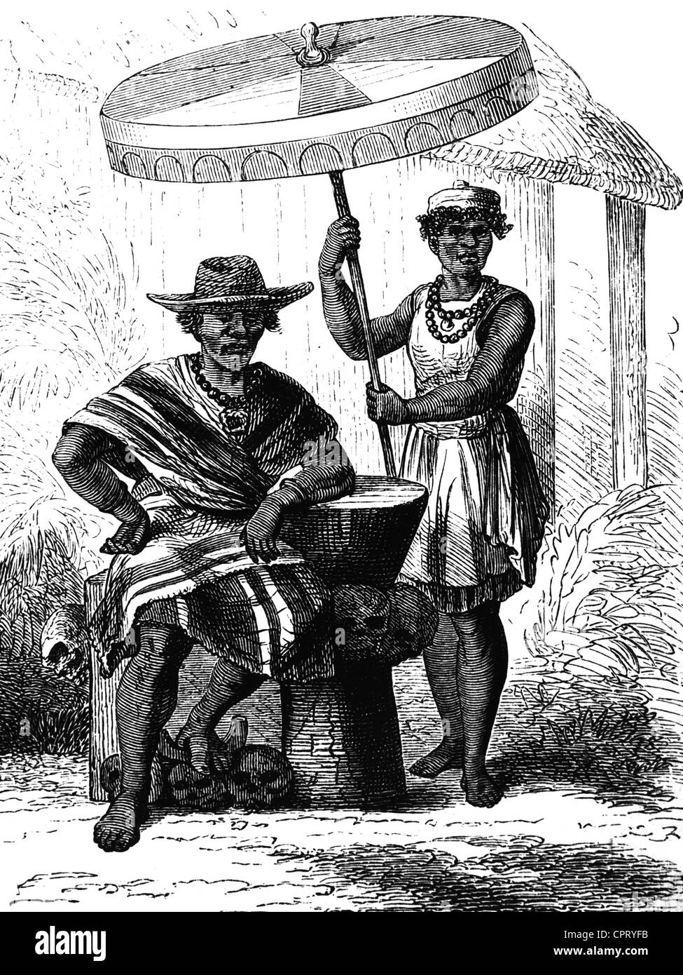 Ghezo, König von Dahomey von 181858, mit einer weiblichen Sklaven