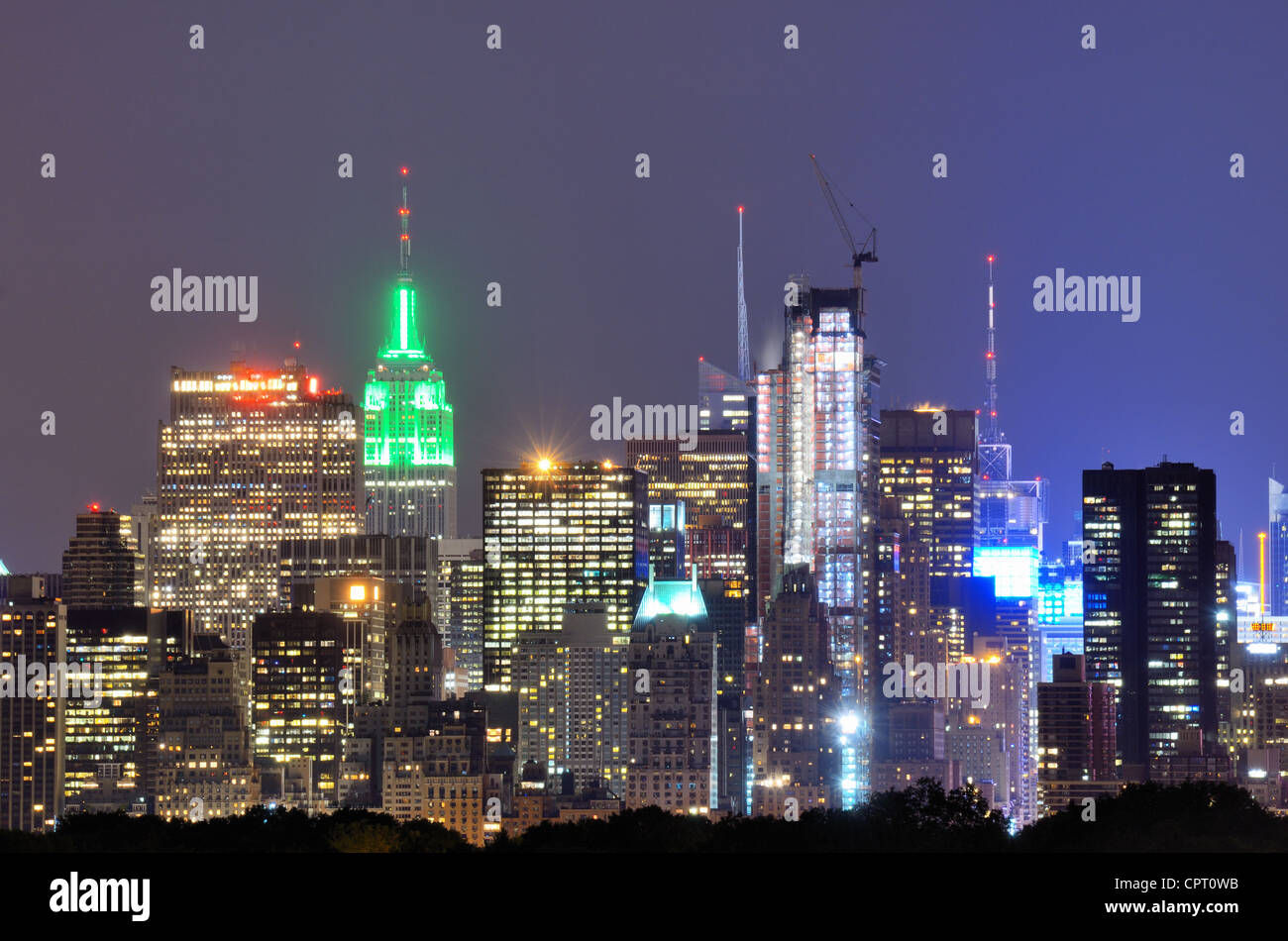 Skyline von Midtown Manhattan mit Wahrzeichen Stockfoto