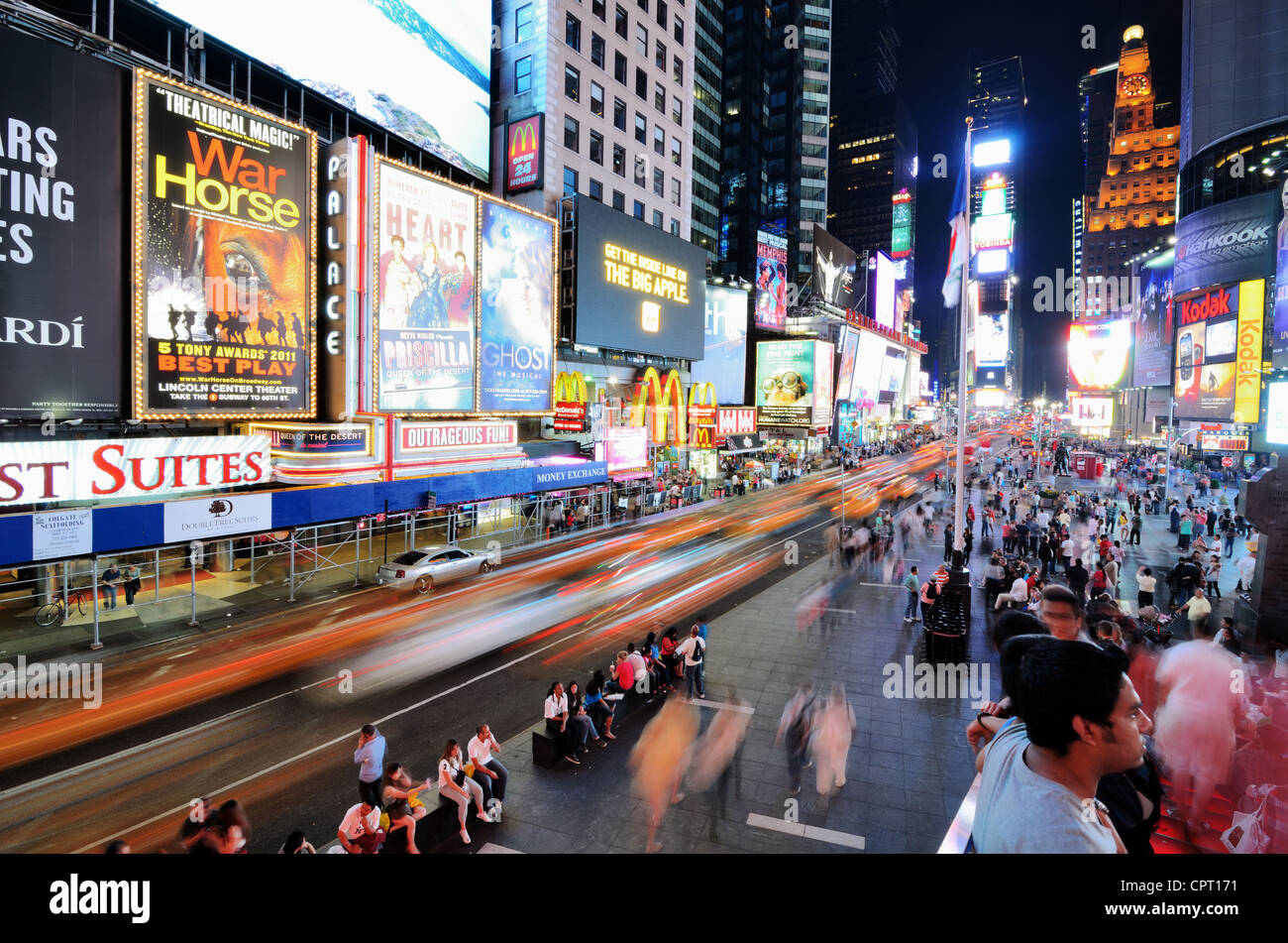Times Square, New York City bei Nacht. Stockfoto