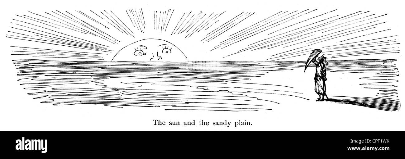 Sonne und die Sandebene. Abbildung aus der Legende des Croquemitaine von Gustave Doré Stockfoto