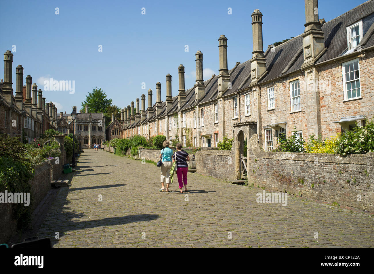 Vikare schließen Wells Somerset UK historischen Wohnstraße in der Nähe von Wells Cathedral, wo die Bewohner meistens arbeiten Stockfoto