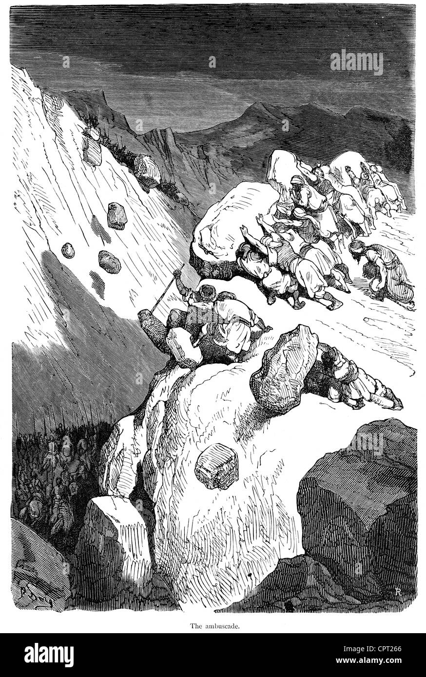 Der Hinterhalt. Abbildung aus der Legende des Croquemitaine von Gustave Doré Stockfoto