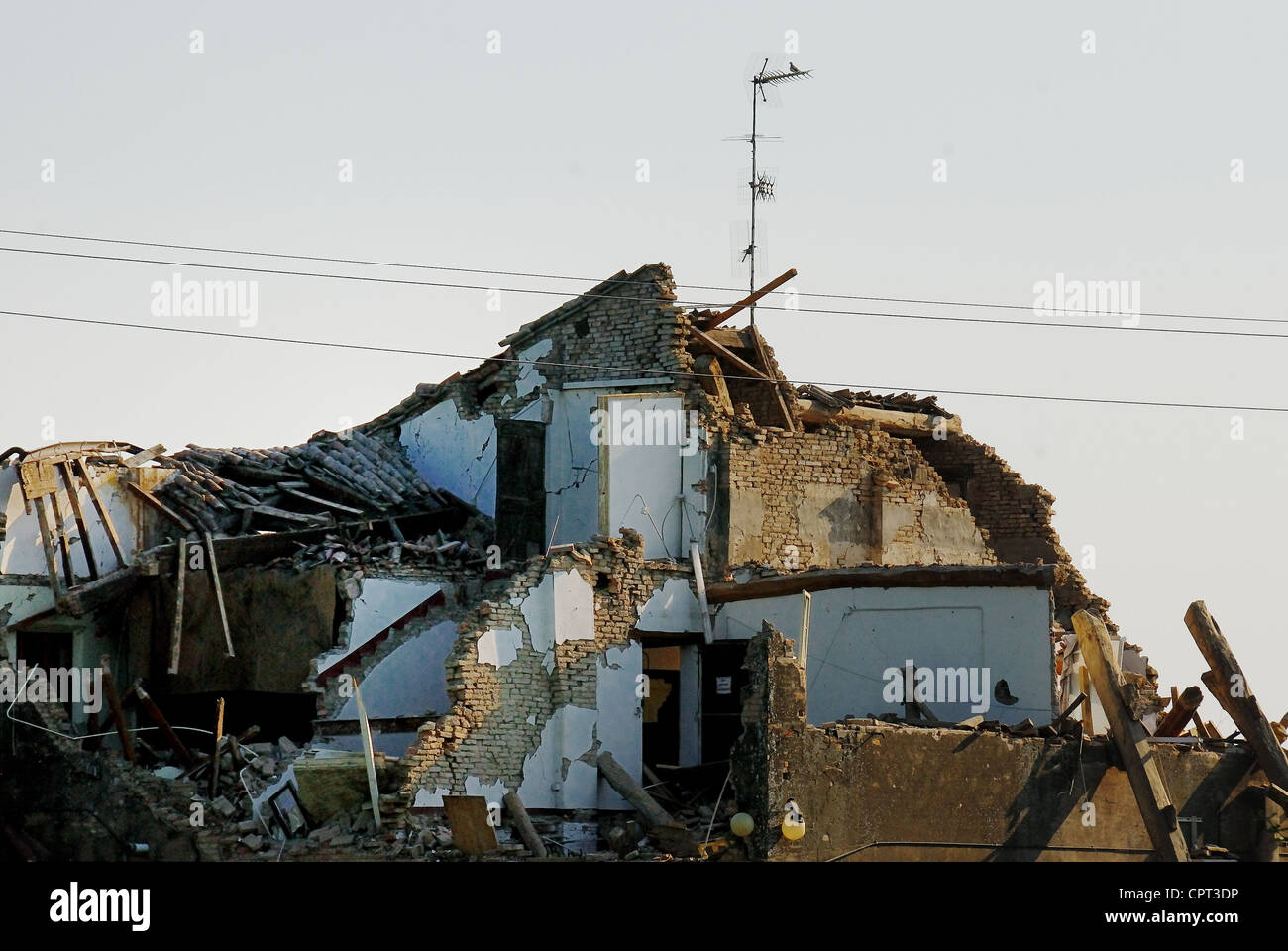 Erdbeben in Norditalien. Finale Emilia: einem eingestürzten Landhaus. Stockfoto