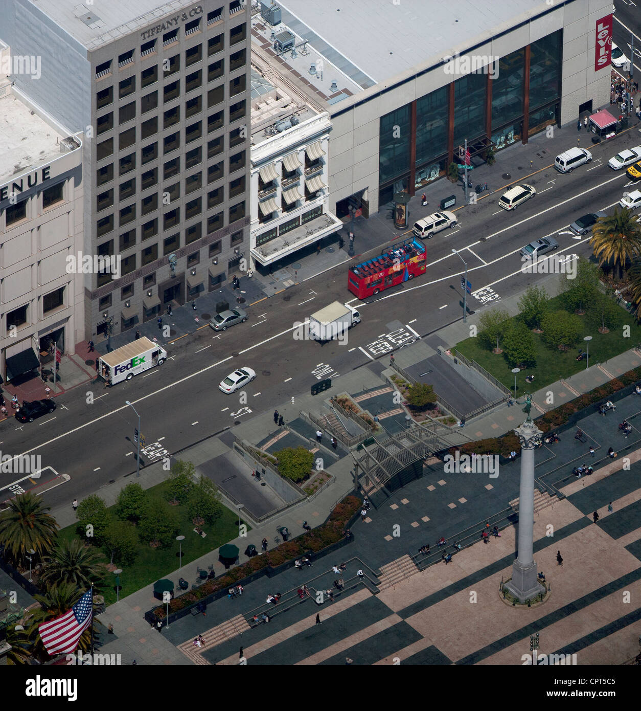 Luftaufnahme Union Square-San Francisco, Kalifornien Stockfoto