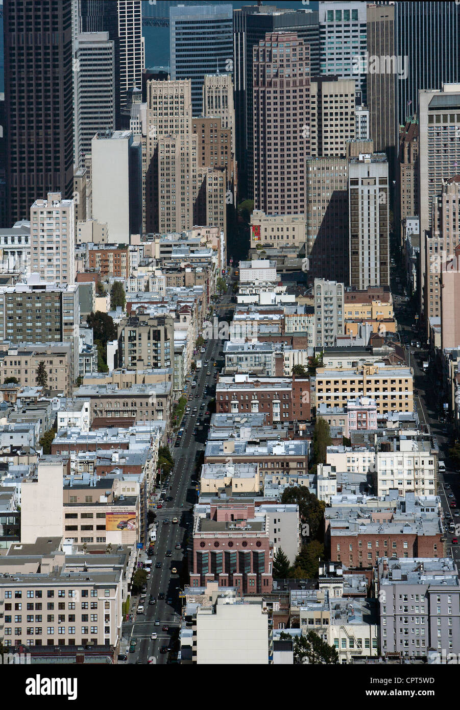 Luftaufnahme Bush Street San Francisco, Kalifornien Stockfoto