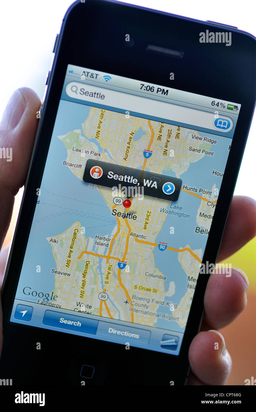 iPhone - Seattle WA Karte Stockfoto