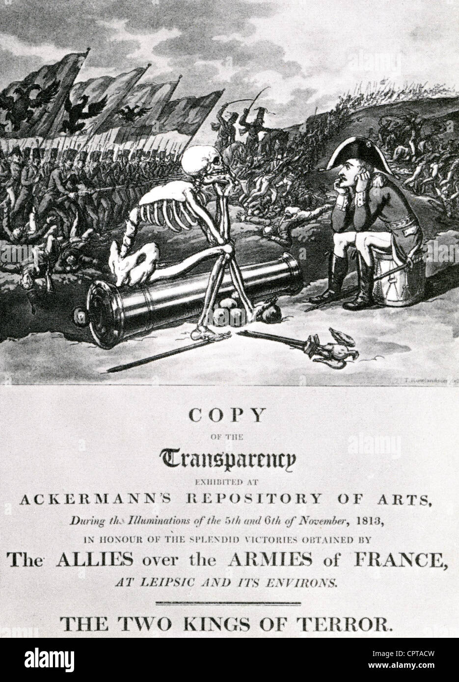 Tyrannen NAPOLEON und den Tyrannen Tod - die zwei Könige des Todes Karikatur von Thomas Rowlandson in 1813 veröffentlicht Stockfoto
