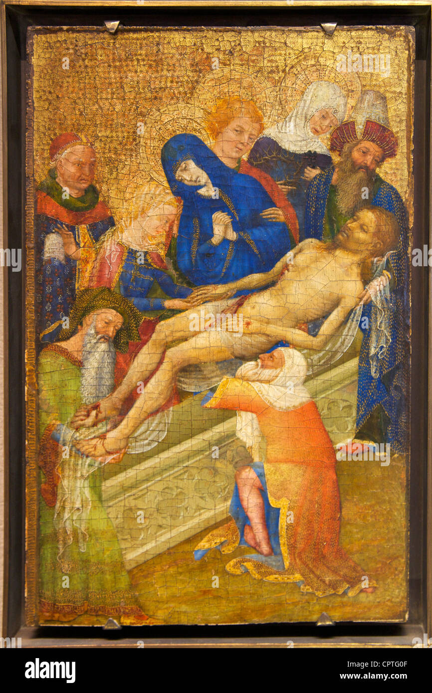 Jesus im Grab, 15. Jahrhundert französische Malerei, Musee du Louvre-Museum, Paris, Frankreich, Europa Stockfoto