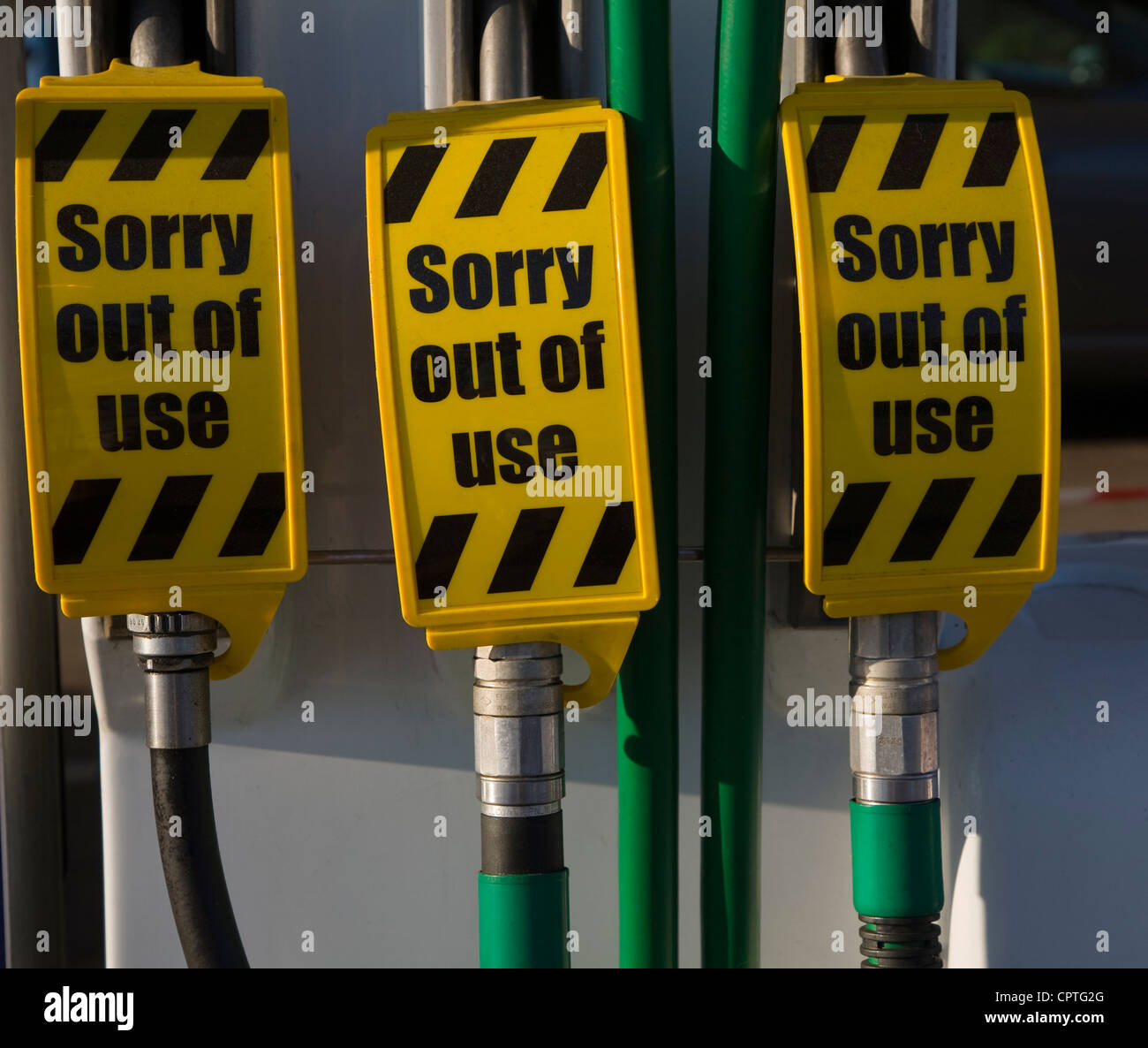 Benzinpumpen aus Verwendung UK Stockfoto