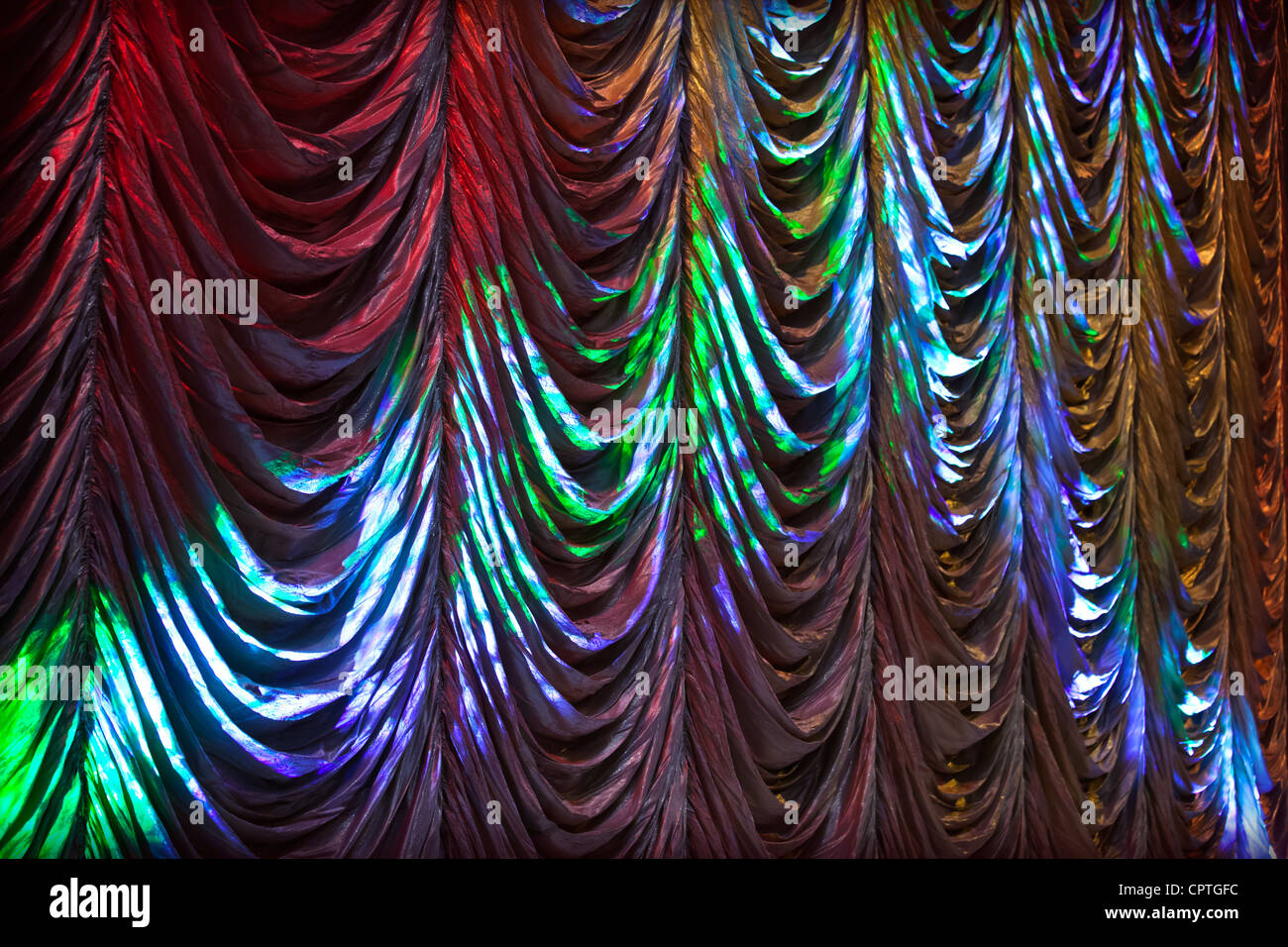 beleuchtete bunten Vorhang Hintergrundtextur Stockfoto