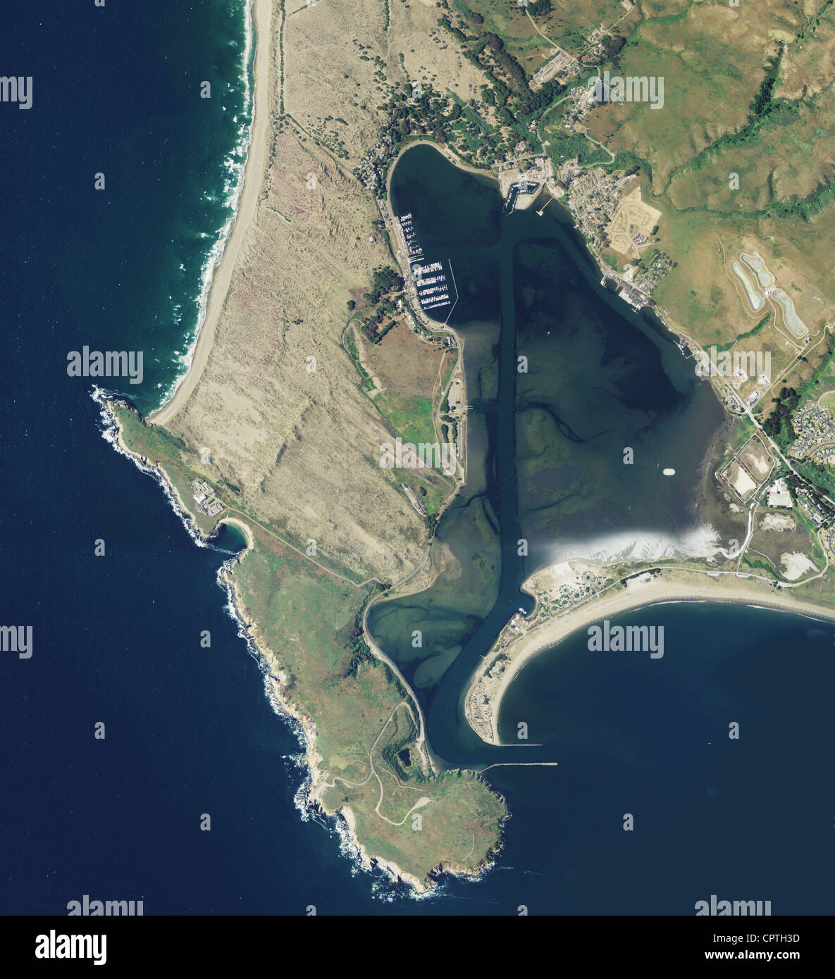 Luftbild-Karte von Bodega Bay, Kalifornien Stockfoto