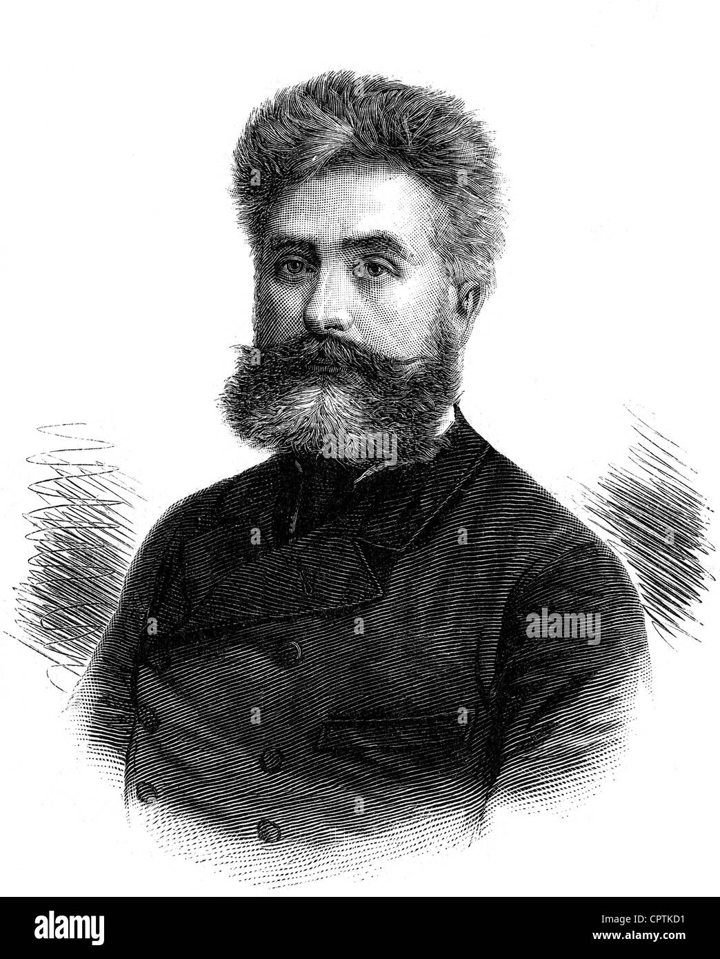 Nordau, Max, 29.7.1849 - 23.1.1923, ungarischer Autor/Schriftsteller, Arzt, Porträt, Holzgravur, 19. Jahrhundert, Stockfoto