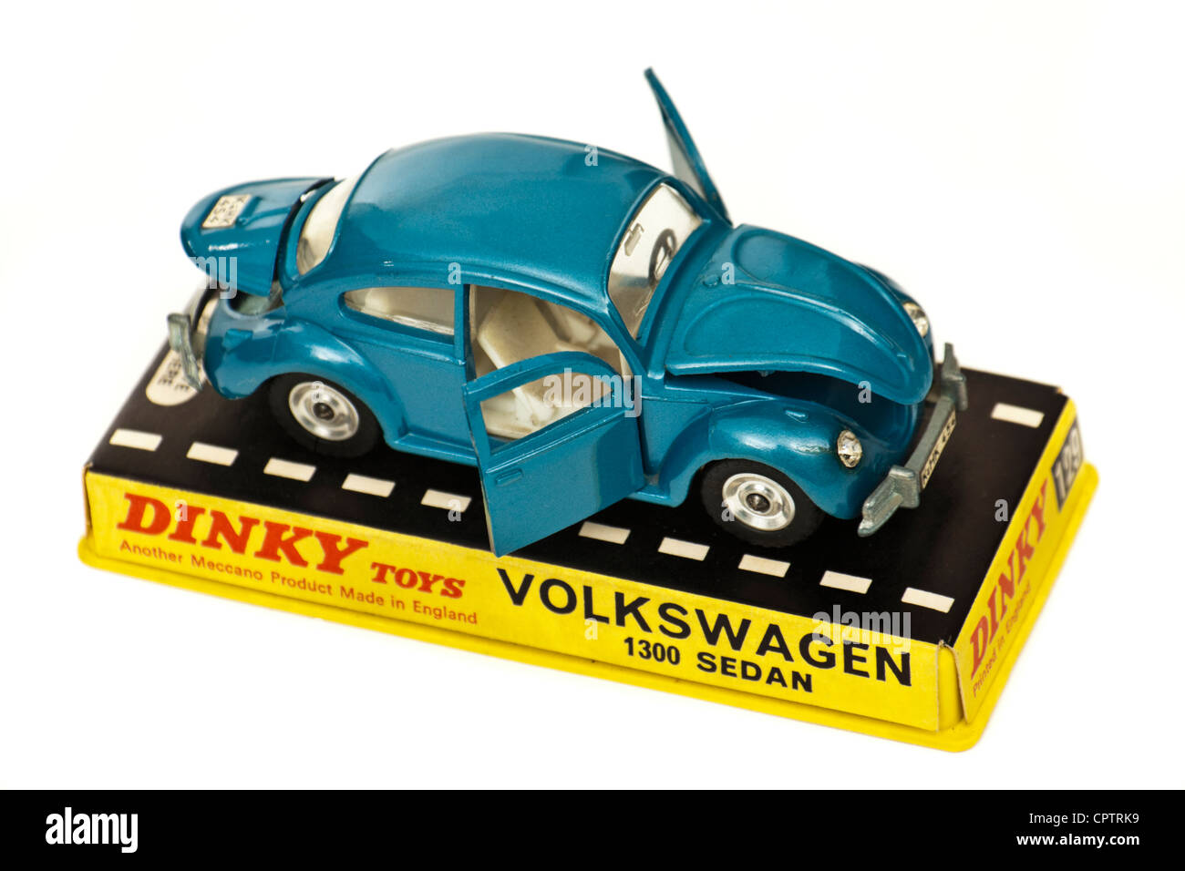60er Vintage Dinky Toys Nr. 129 Volkswagen Käfer 1300 Limousine Diecast Modellauto Stockfoto