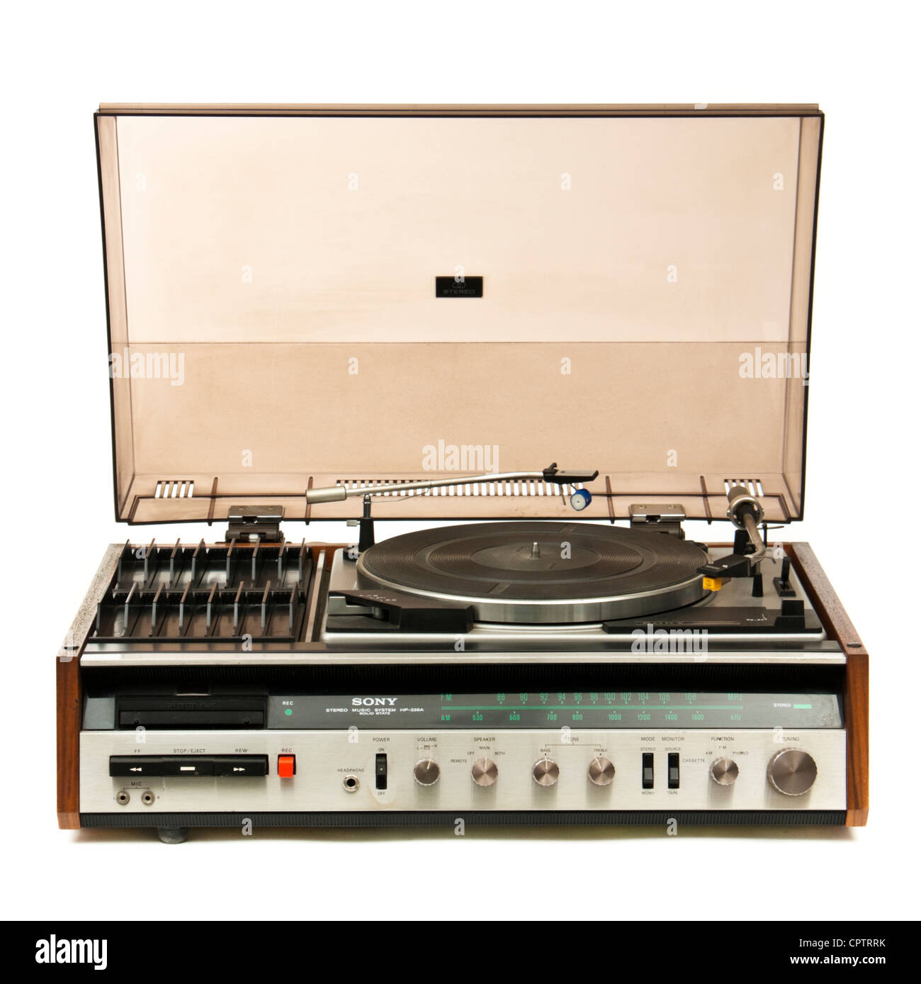 Jahrgang 1972 Sony HP-239A Stereo-Musikanlage Stockfoto