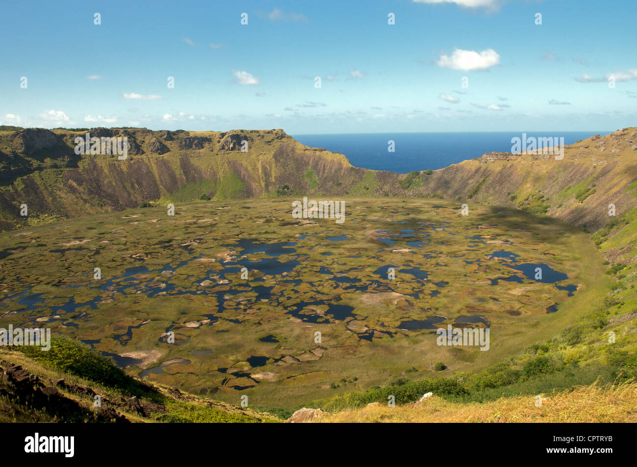 RANU Kao Krater Osterinsel Chile Stockfoto