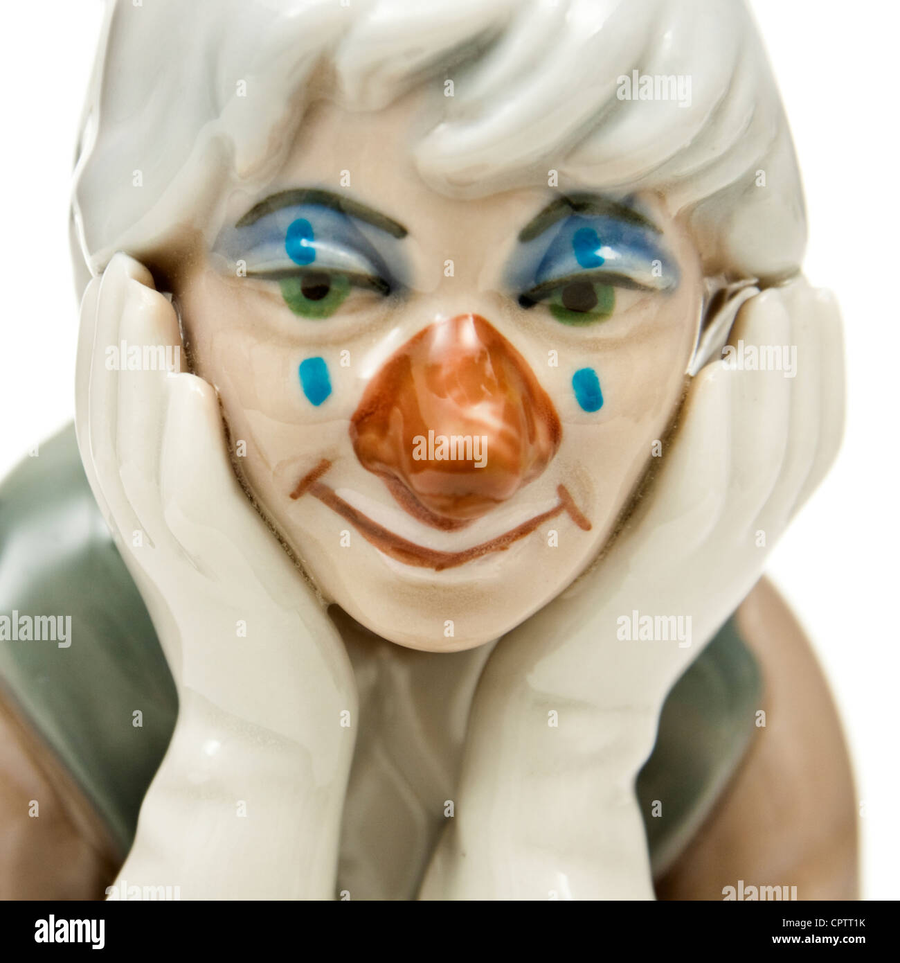 "Traurige Clown" Porzellanfigur von Casades Porcelanas SA von Spanien Stockfoto