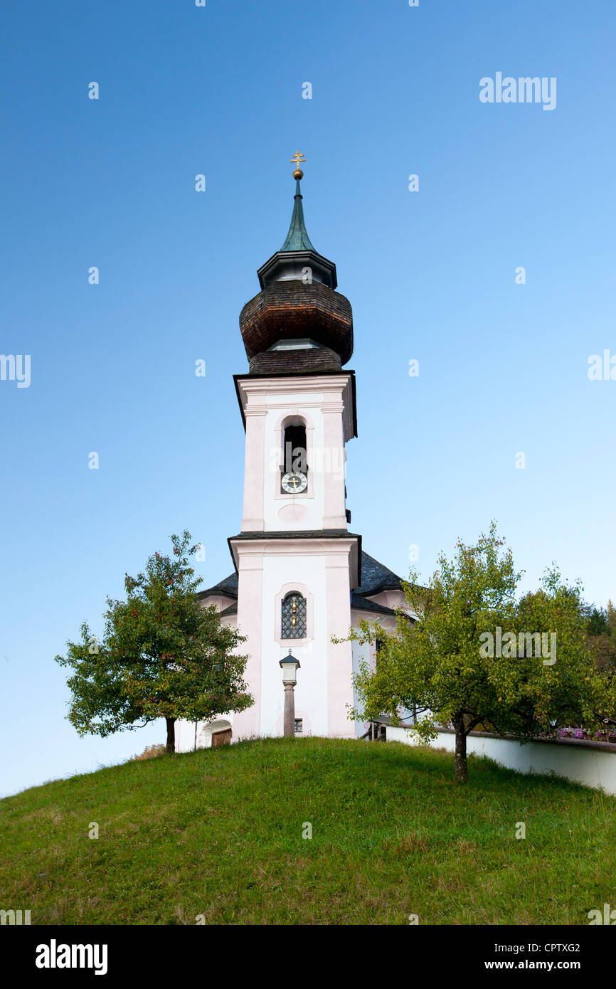 Wallfahrtskirche Maria Gern, traditionelle Zwiebelkuppel Römisch-katholische Kirche in Berchtesgaden in Bayern, Deutschland Stockfoto